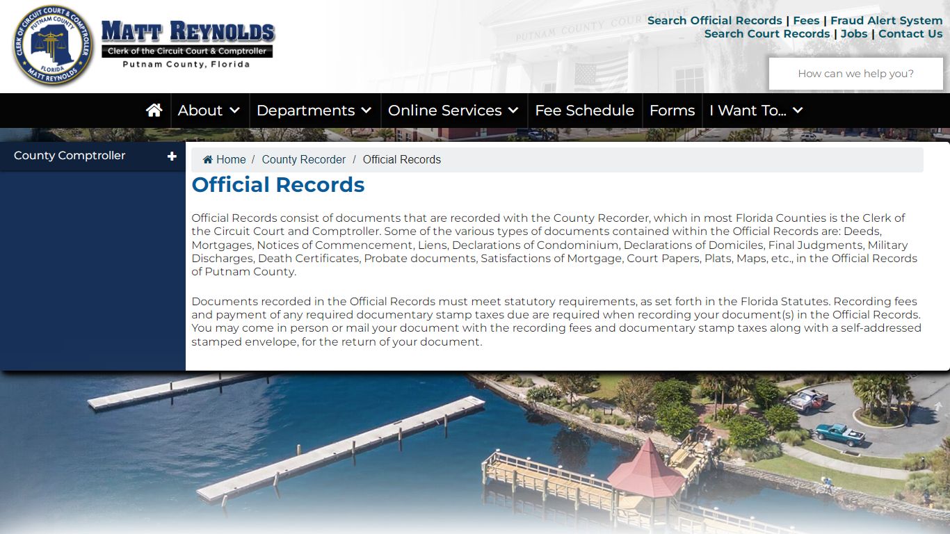 Official Records – Putnam County Clerk of the Circuit Court & Comptroller