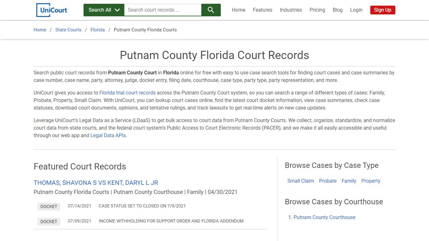 Putnam County Florida Court Records | Florida | UniCourt